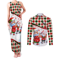 Santa Golf Club Couples Matching Tank Maxi Dress and Long Sleeve Button Shirt Christmas Winter Style - Wonder Print Shop