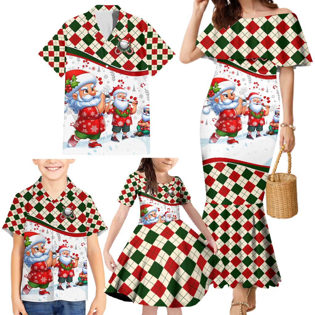 Santa Golf Club Family Matching Mermaid Dress and Hawaiian Shirt Christmas Winter Style - Wonder Print Shop