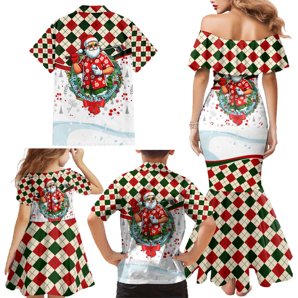 Santa Golf Club Family Matching Mermaid Dress and Hawaiian Shirt Christmas Winter Style - Wonder Print Shop