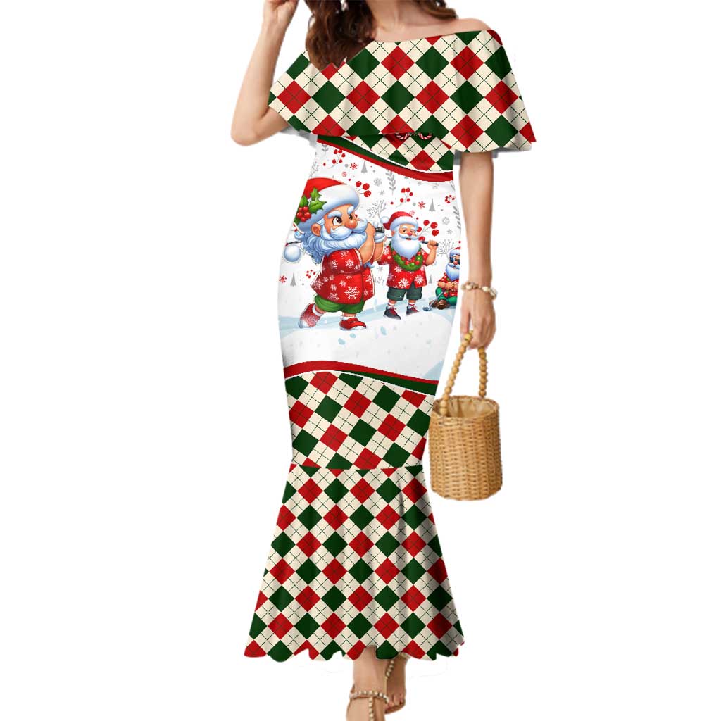 Santa Golf Club Family Matching Mermaid Dress and Hawaiian Shirt Christmas Winter Style - Wonder Print Shop