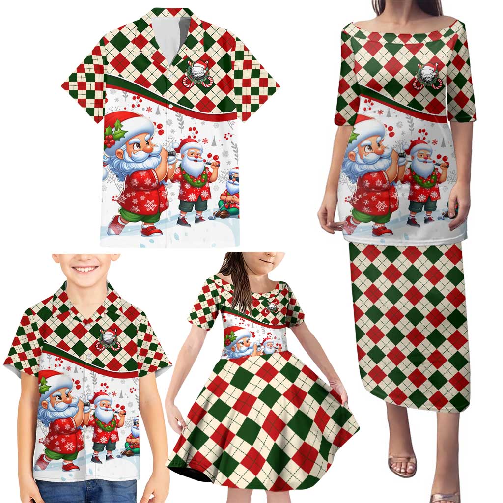 Santa Golf Club Family Matching Puletasi and Hawaiian Shirt Christmas Winter Style - Wonder Print Shop