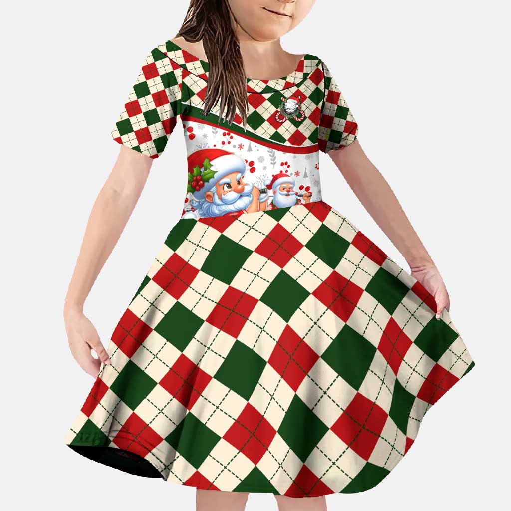 Santa Golf Club Family Matching Short Sleeve Bodycon Dress and Hawaiian Shirt Christmas Winter Style - Wonder Print Shop