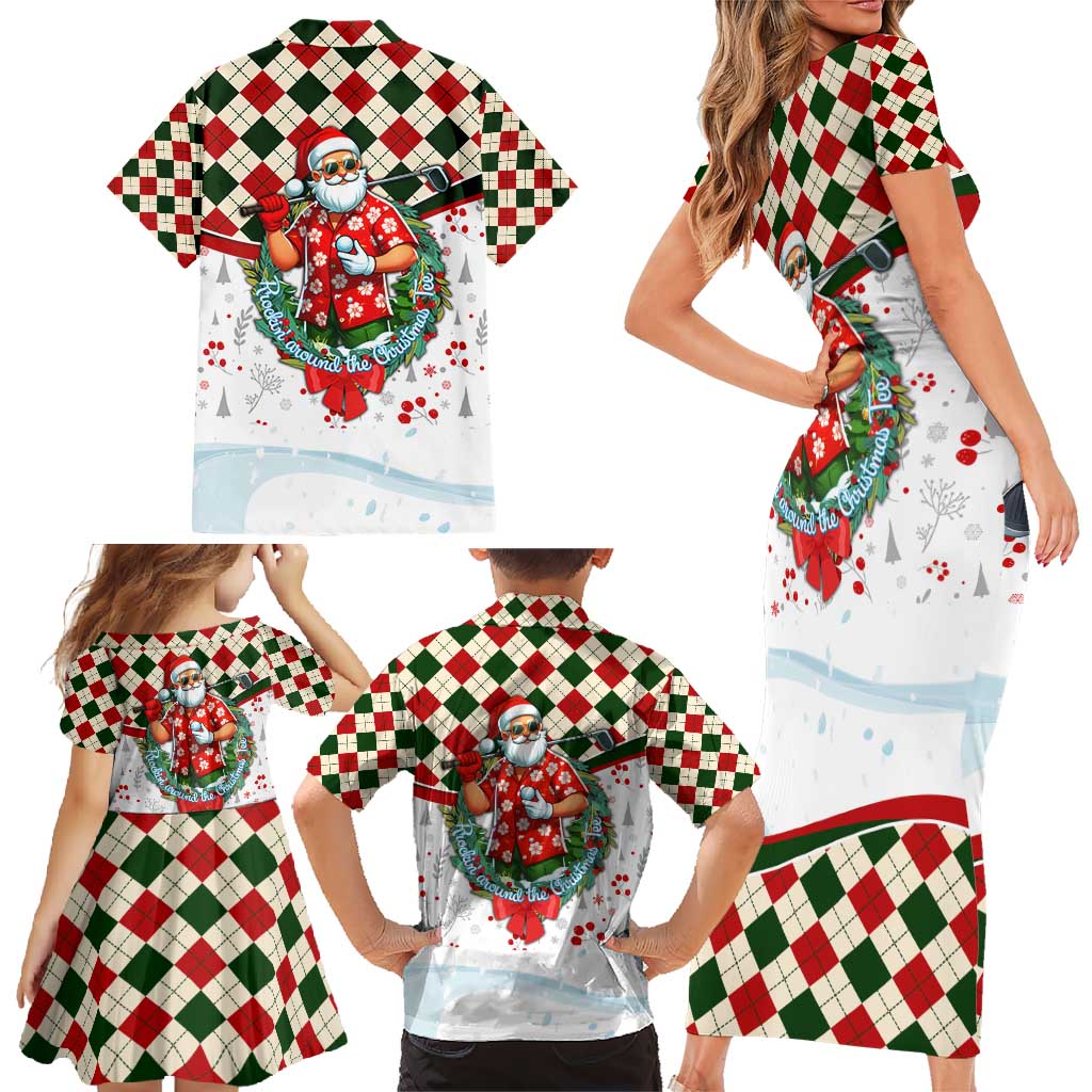 Santa Golf Club Family Matching Short Sleeve Bodycon Dress and Hawaiian Shirt Christmas Winter Style - Wonder Print Shop
