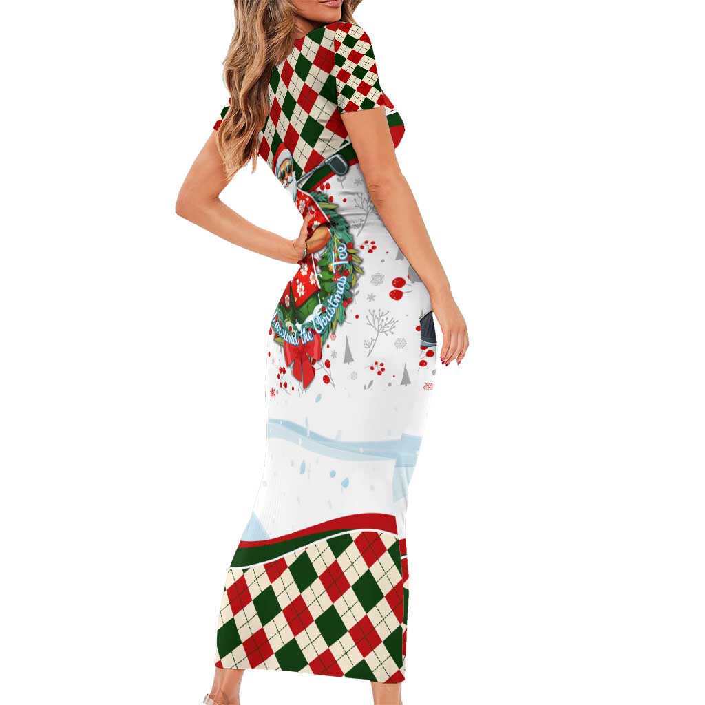 Santa Golf Club Family Matching Short Sleeve Bodycon Dress and Hawaiian Shirt Christmas Winter Style - Wonder Print Shop