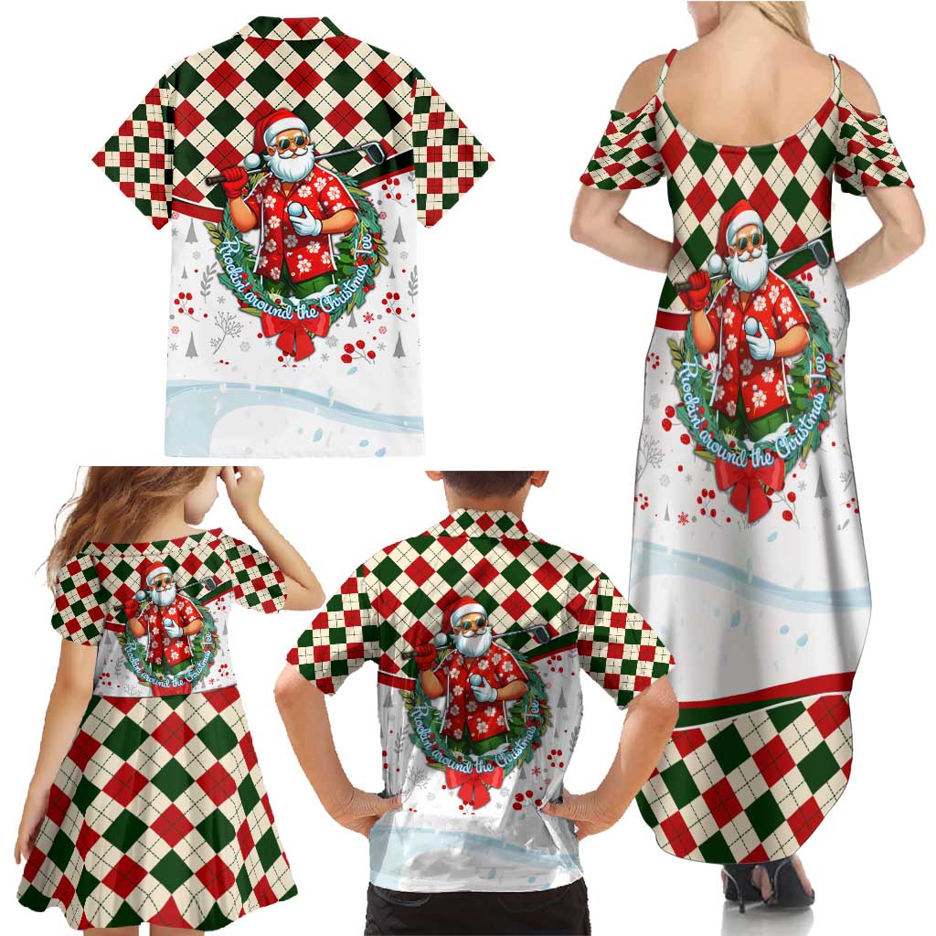 Santa Golf Club Family Matching Summer Maxi Dress and Hawaiian Shirt Christmas Winter Style - Wonder Print Shop
