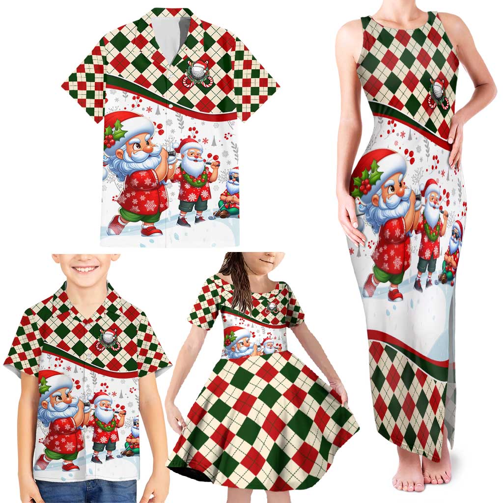 Santa Golf Club Family Matching Tank Maxi Dress and Hawaiian Shirt Christmas Winter Style - Wonder Print Shop