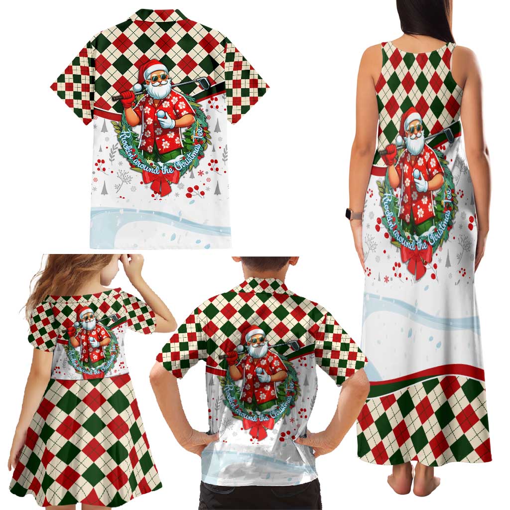 Santa Golf Club Family Matching Tank Maxi Dress and Hawaiian Shirt Christmas Winter Style - Wonder Print Shop