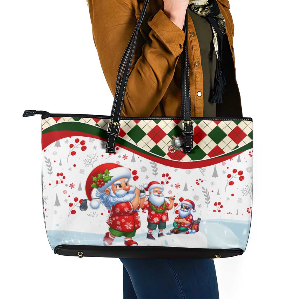 Santa Golf Club Leather Tote Bag Christmas Winter Style - Wonder Print Shop