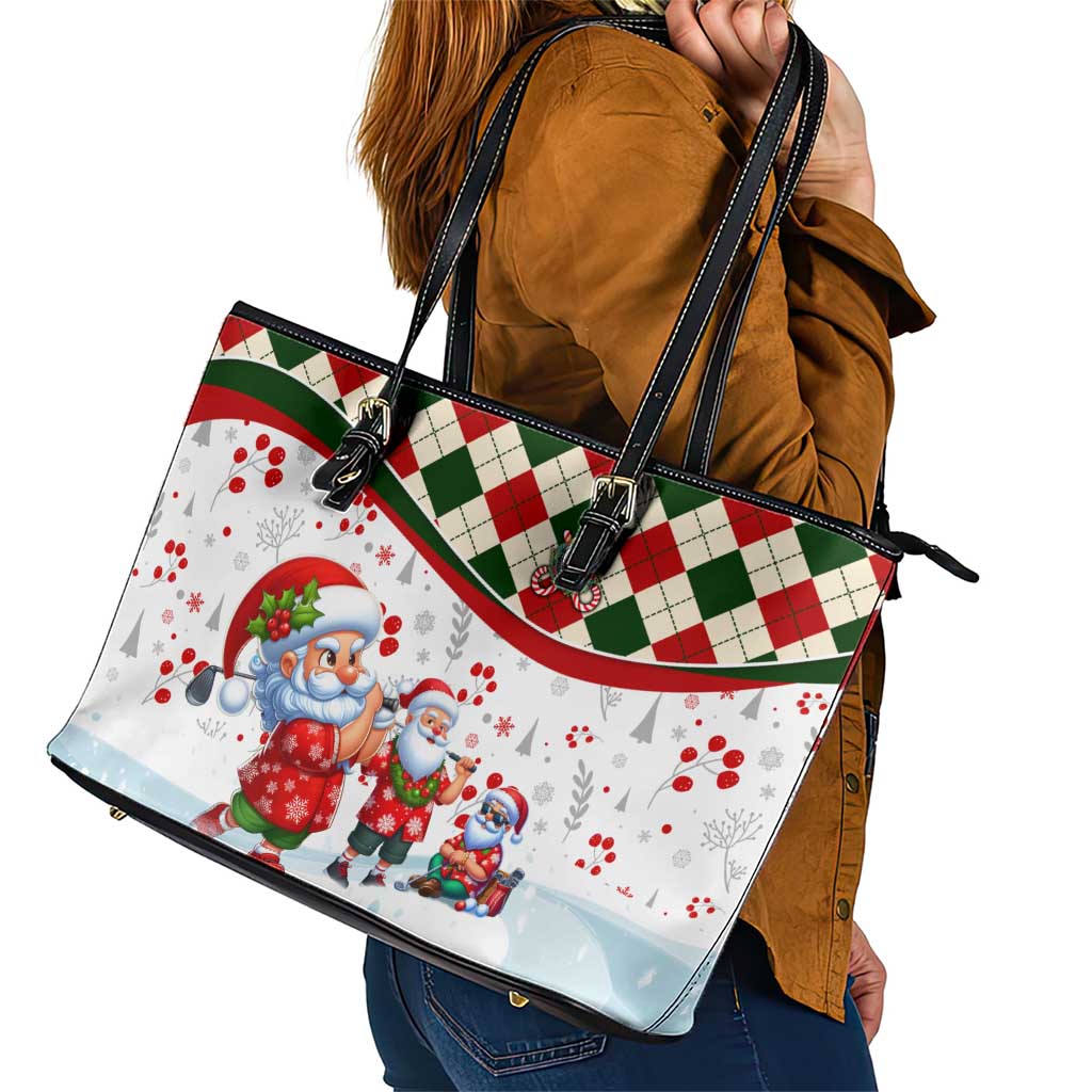Santa Golf Club Leather Tote Bag Christmas Winter Style - Wonder Print Shop