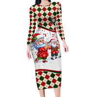 Santa Golf Club Long Sleeve Bodycon Dress Christmas Winter Style - Wonder Print Shop