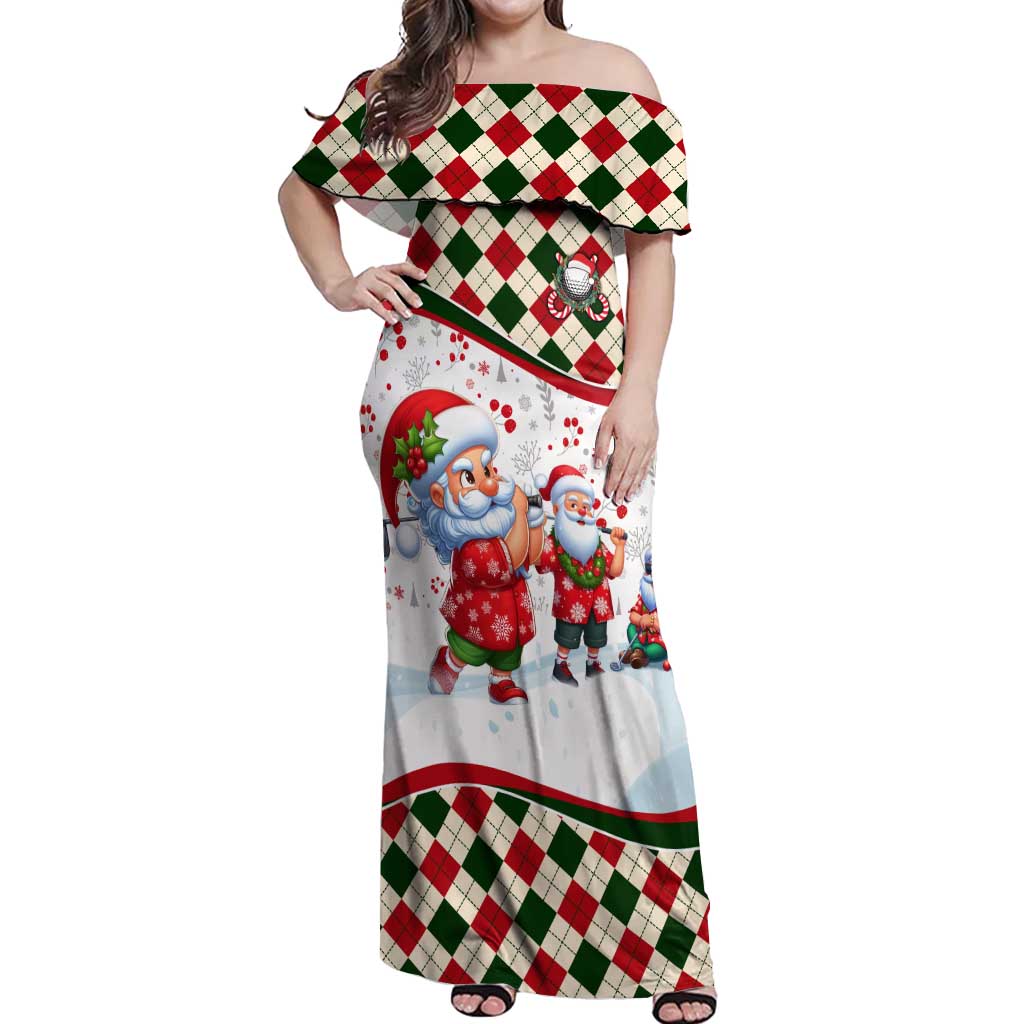 Santa Golf Club Off Shoulder Maxi Dress Christmas Winter Style - Wonder Print Shop