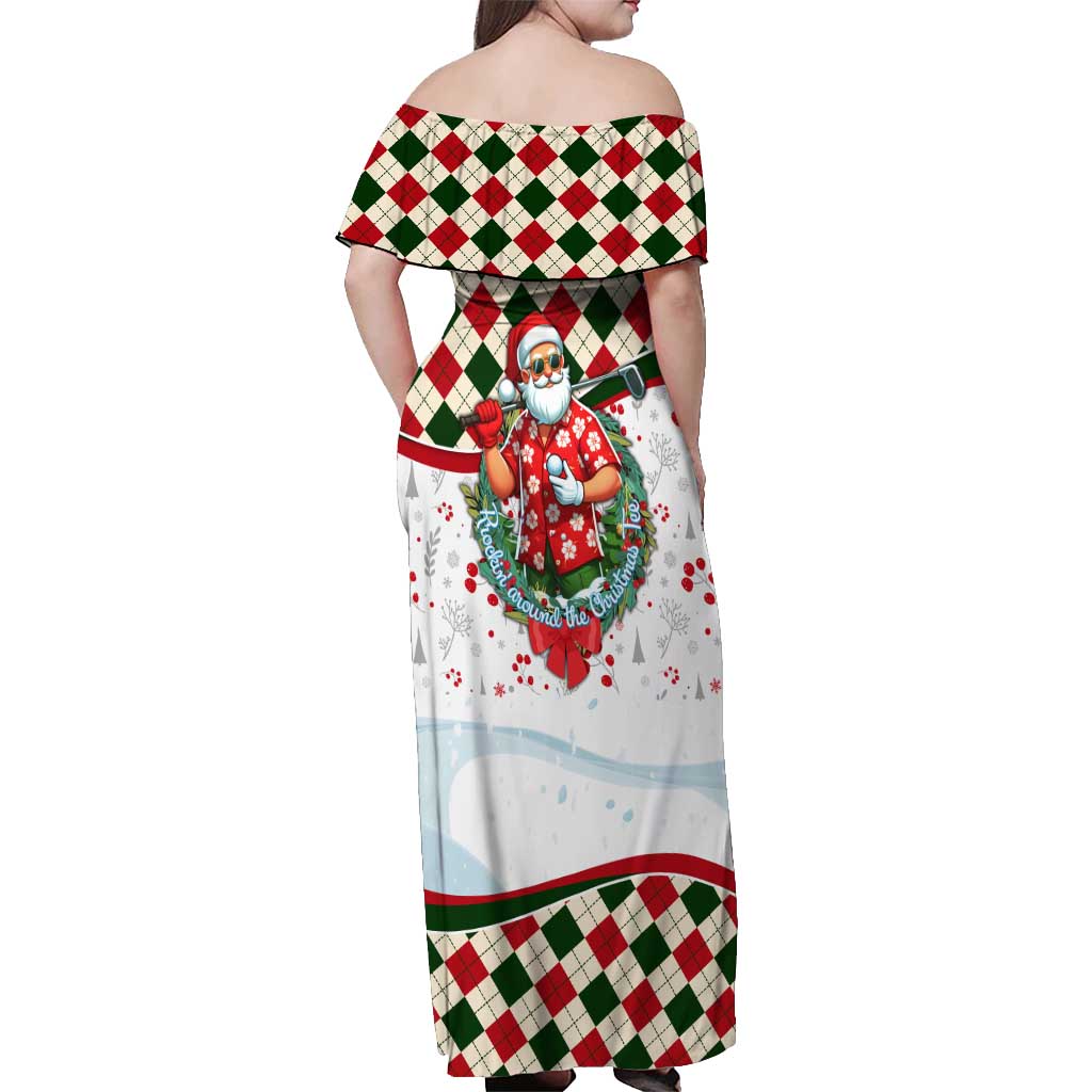 Santa Golf Club Off Shoulder Maxi Dress Christmas Winter Style - Wonder Print Shop