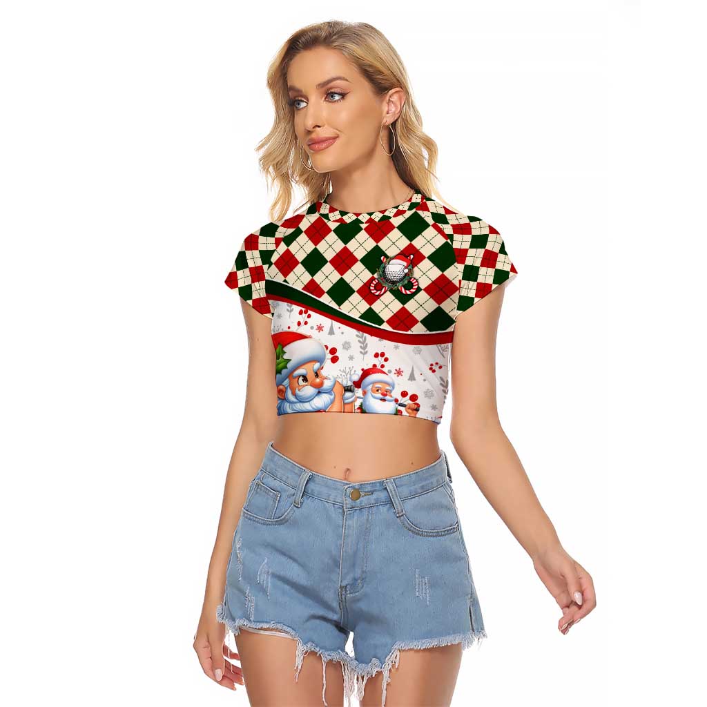 Santa Golf Club Raglan Cropped T Shirt Christmas Winter Style - Wonder Print Shop
