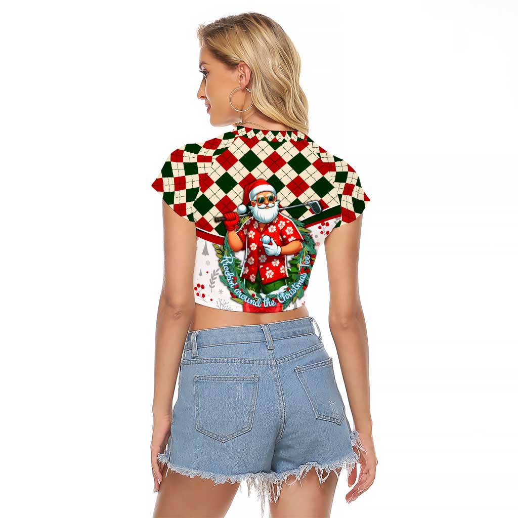 Santa Golf Club Raglan Cropped T Shirt Christmas Winter Style - Wonder Print Shop