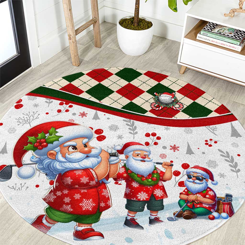 Santa Golf Club Round Carpet Christmas Winter Style