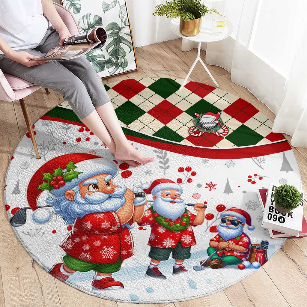 Santa Golf Club Round Carpet Christmas Winter Style
