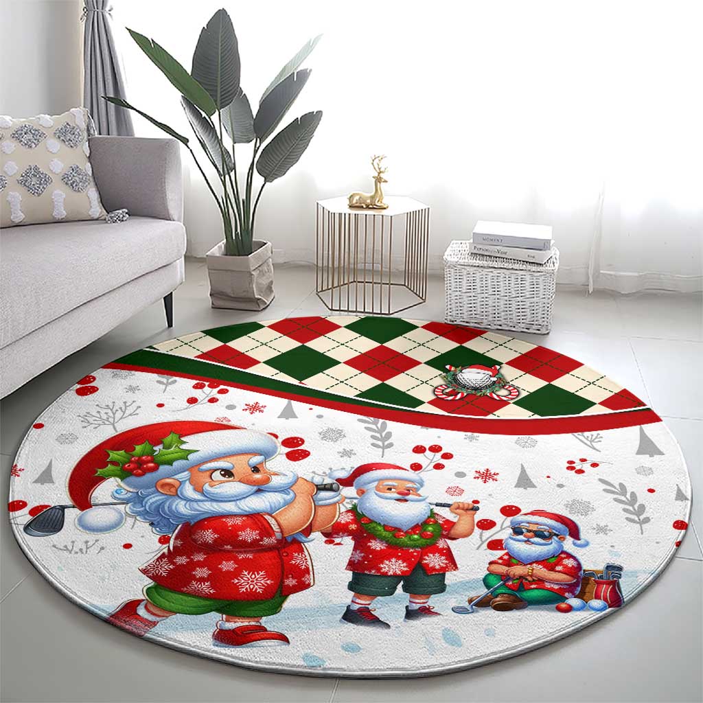 Santa Golf Club Round Carpet Christmas Winter Style