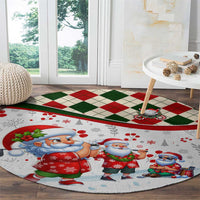 Santa Golf Club Round Carpet Christmas Winter Style