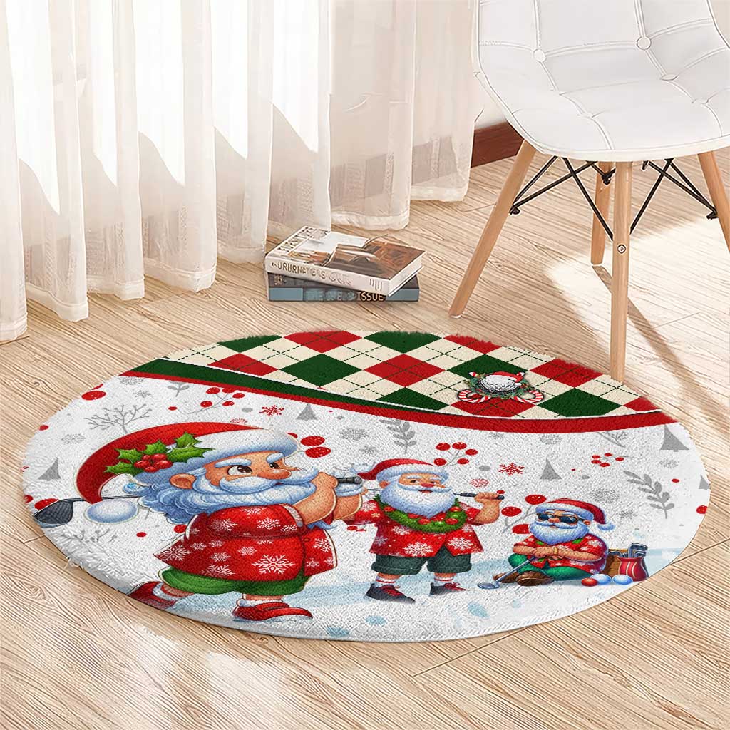Santa Golf Club Round Carpet Christmas Winter Style