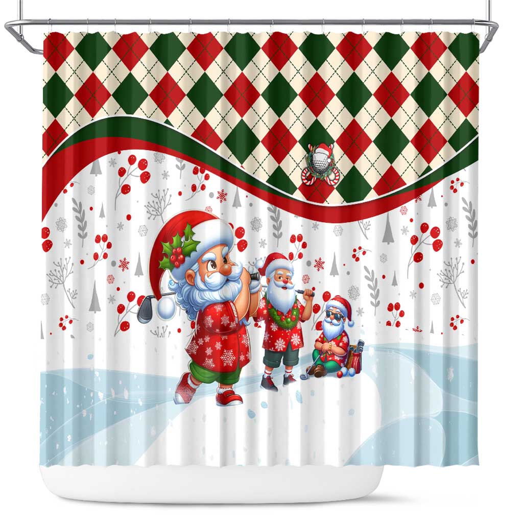 Santa Golf Club Shower Curtain Christmas Winter Style