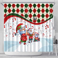 Santa Golf Club Shower Curtain Christmas Winter Style