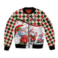 Santa Golf Club Sleeve Zip Bomber Jacket Christmas Winter Style - Wonder Print Shop