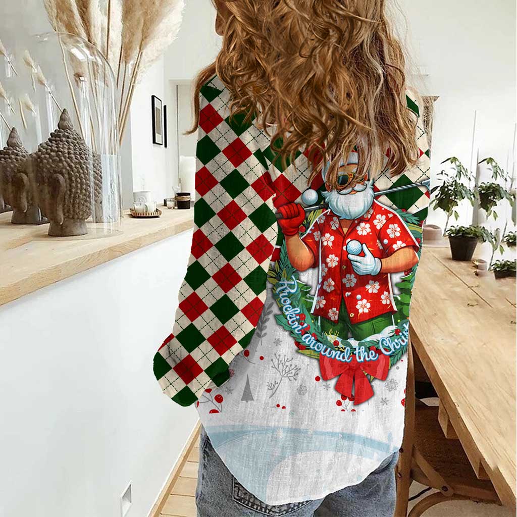 Santa Golf Club Women Casual Shirt Christmas Winter Style - Wonder Print Shop