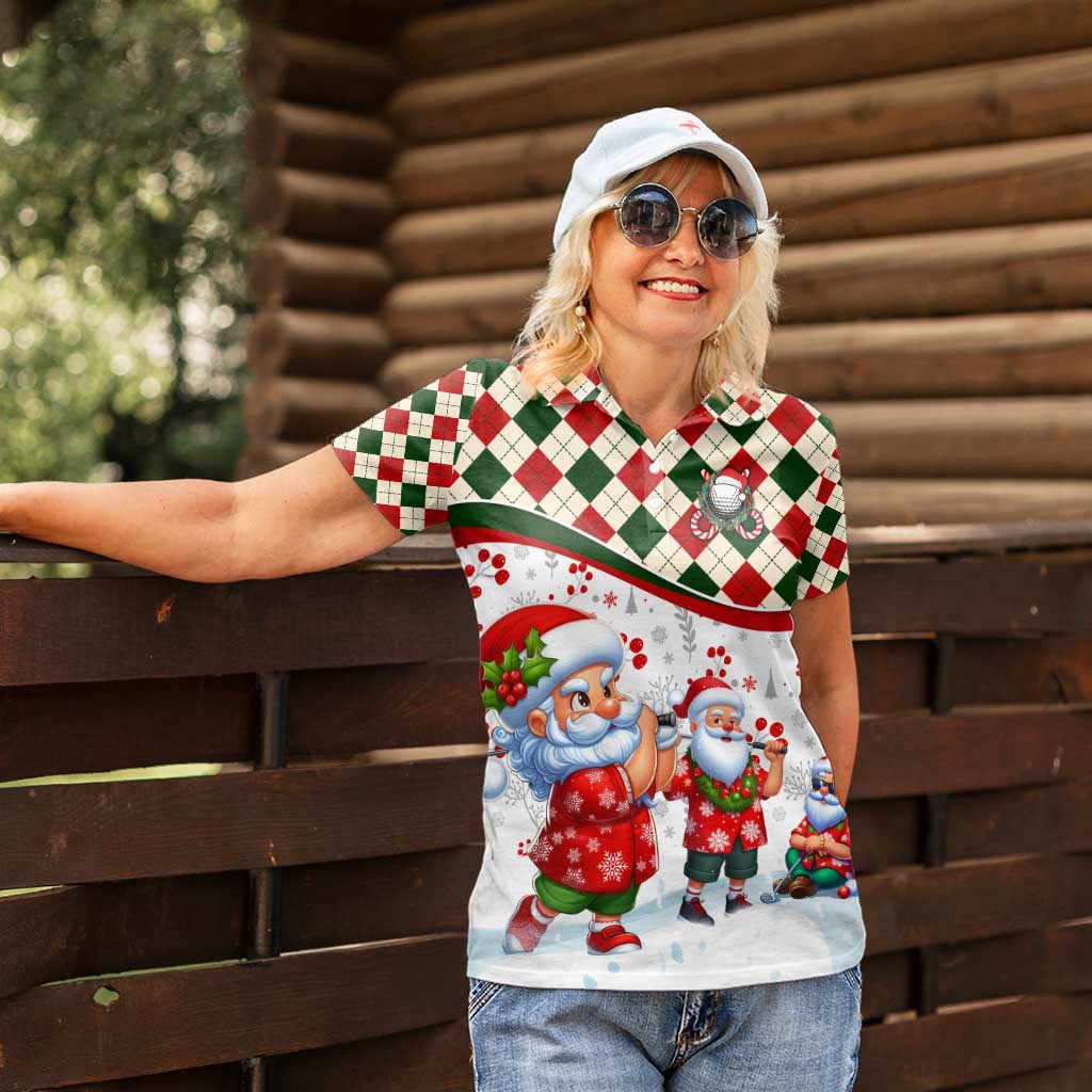Santa Golf Club Women Polo Shirt Christmas Winter Style - Wonder Print Shop