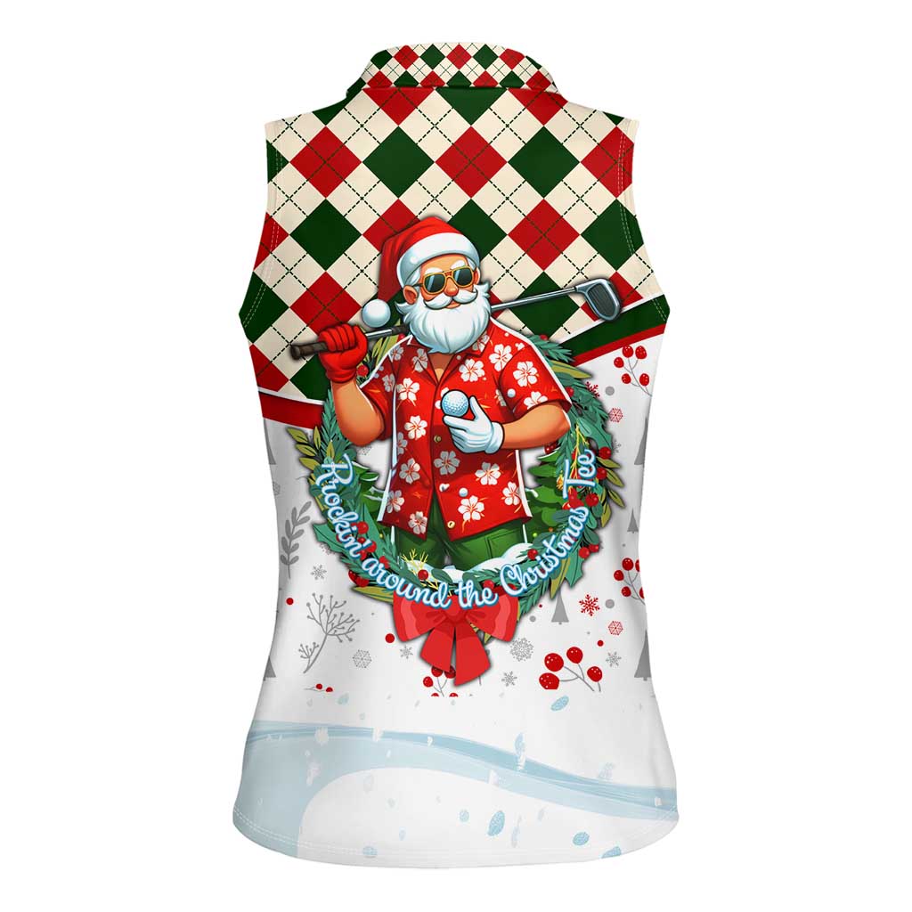 Santa Golf Club Women Sleeveless Polo Shirt Christmas Winter Style - Wonder Print Shop