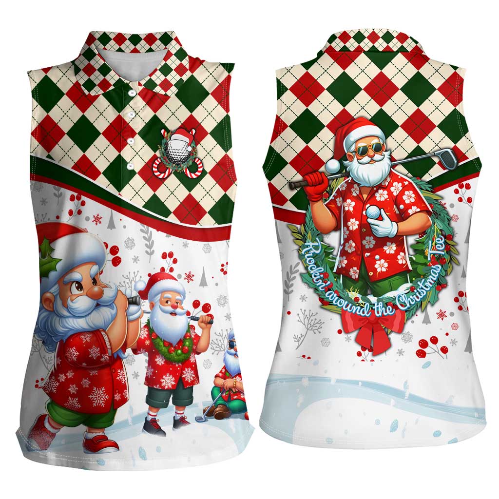 Santa Golf Club Women Sleeveless Polo Shirt Christmas Winter Style - Wonder Print Shop