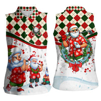 Santa Golf Club Women Sleeveless Polo Shirt Christmas Winter Style - Wonder Print Shop