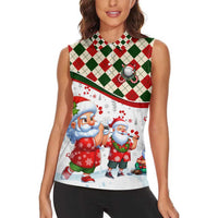Santa Golf Club Women Sleeveless Polo Shirt Christmas Winter Style - Wonder Print Shop