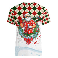 Santa Golf Club Women V-Neck T-Shirt Christmas Winter Style - Wonder Print Shop