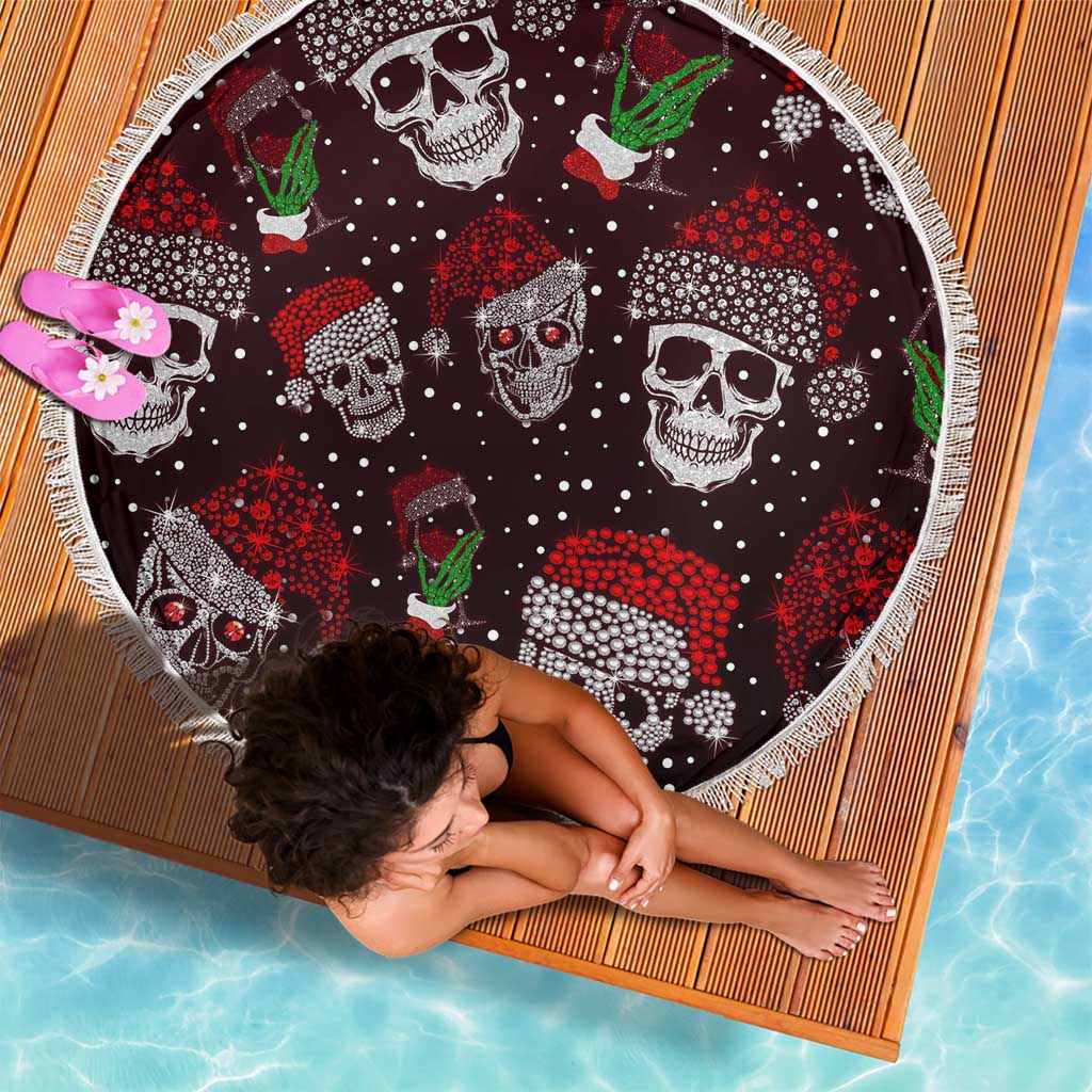 Xmas Skulls Love Christmas Cocktails Beach Blanket - Wonder Print Shop
