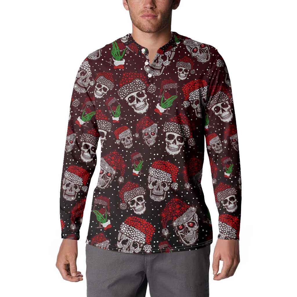 Xmas Skulls Love Christmas Cocktails Button Sweatshirt - Wonder Print Shop