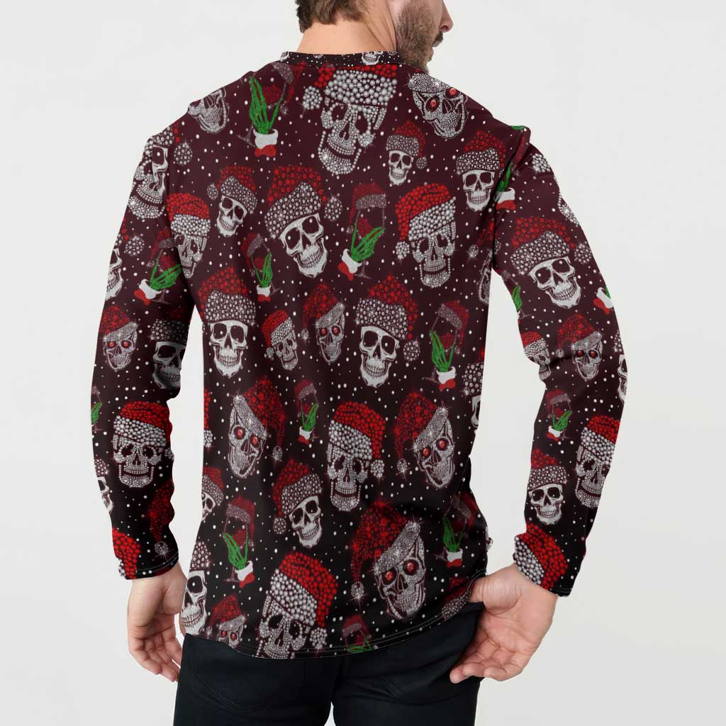 Xmas Skulls Love Christmas Cocktails Button Sweatshirt - Wonder Print Shop