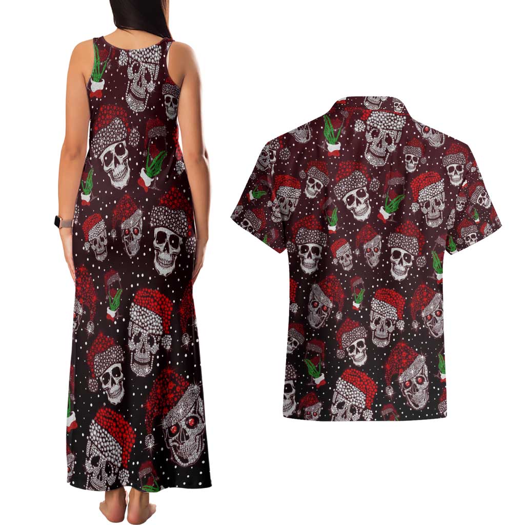 Xmas Skulls Love Christmas Cocktails Couples Matching Tank Maxi Dress and Hawaiian Shirt - Wonder Print Shop