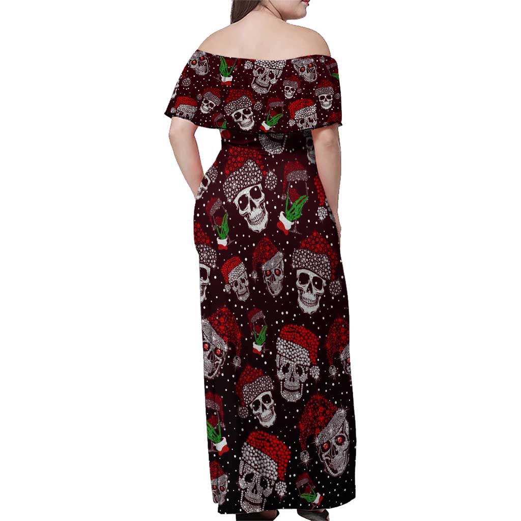 Xmas Skulls Love Christmas Cocktails Family Matching Off Shoulder Maxi Dress and Hawaiian Shirt - Wonder Print Shop