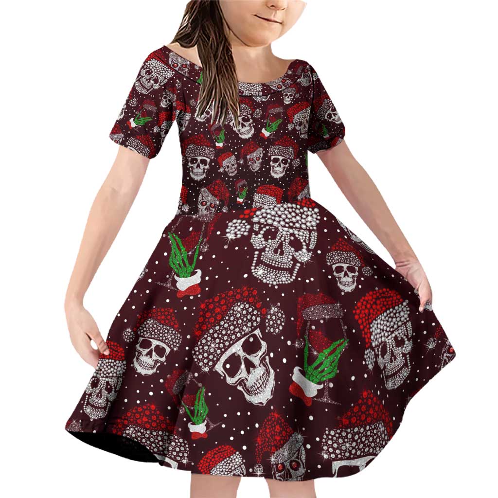 Xmas Skulls Love Christmas Cocktails Family Matching Off Shoulder Short Dress and Hawaiian Shirt - Wonder Print Shop