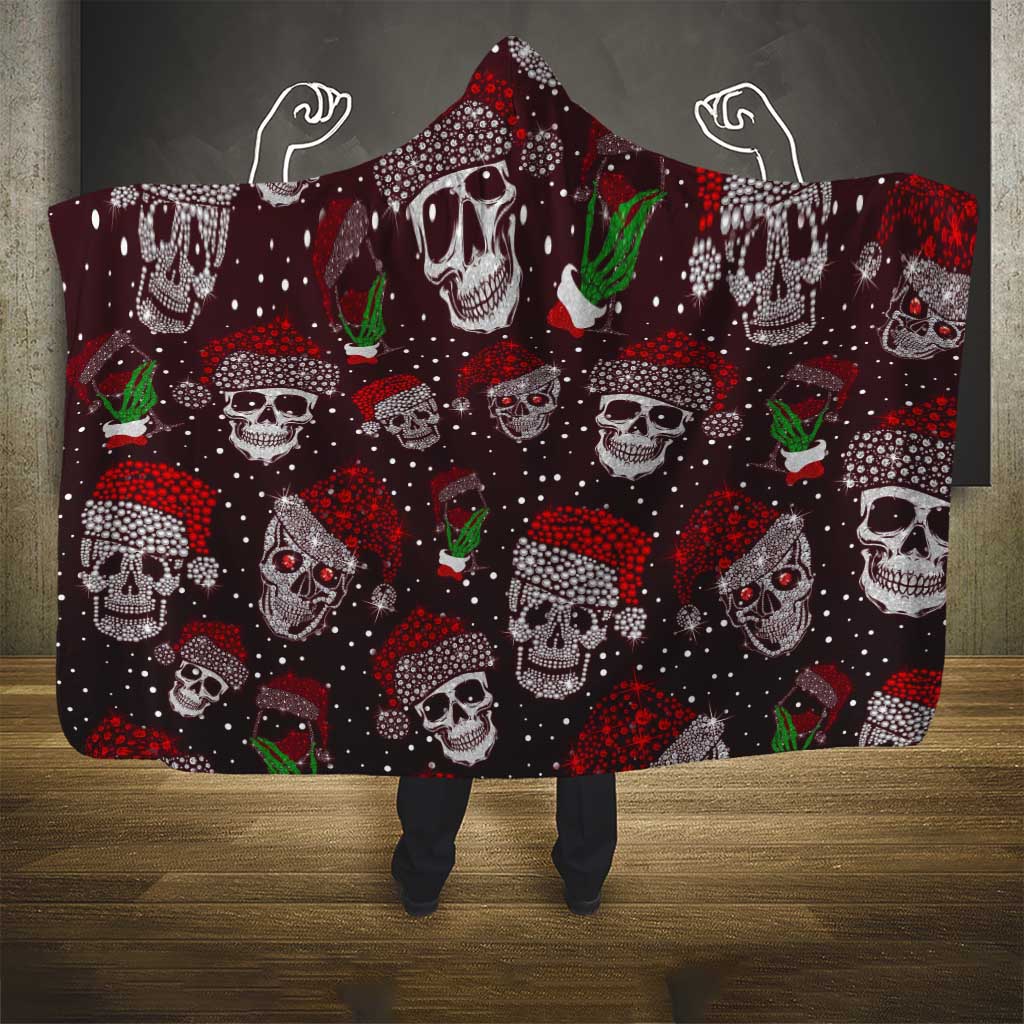 Xmas Skulls Love Christmas Cocktails Hooded Blanket