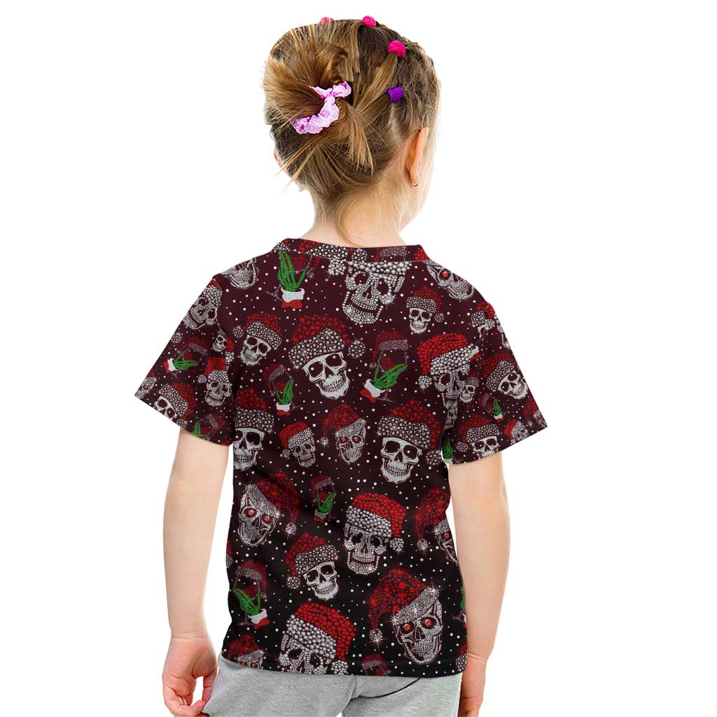 Xmas Skulls Love Christmas Cocktails Kid T Shirt - Wonder Print Shop