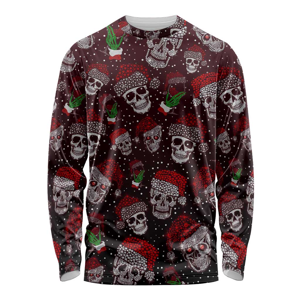 Xmas Skulls Love Christmas Cocktails Long Sleeve Shirt - Wonder Print Shop