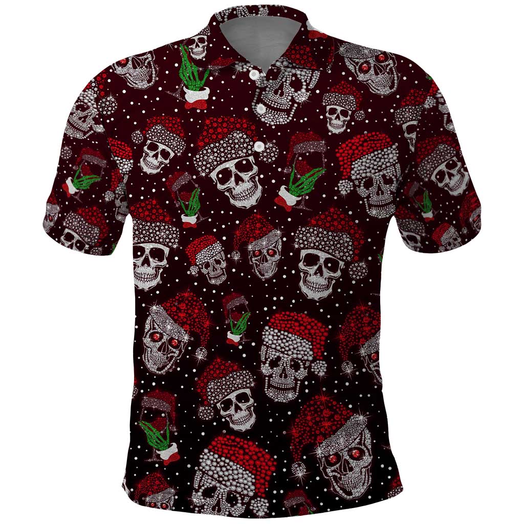 Xmas Skulls Love Christmas Cocktails Polo Shirt - Wonder Print Shop