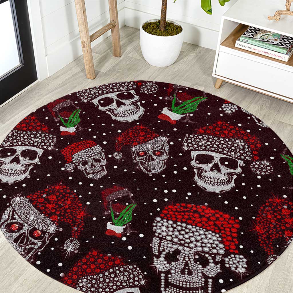 Xmas Skulls Love Christmas Cocktails Round Carpet