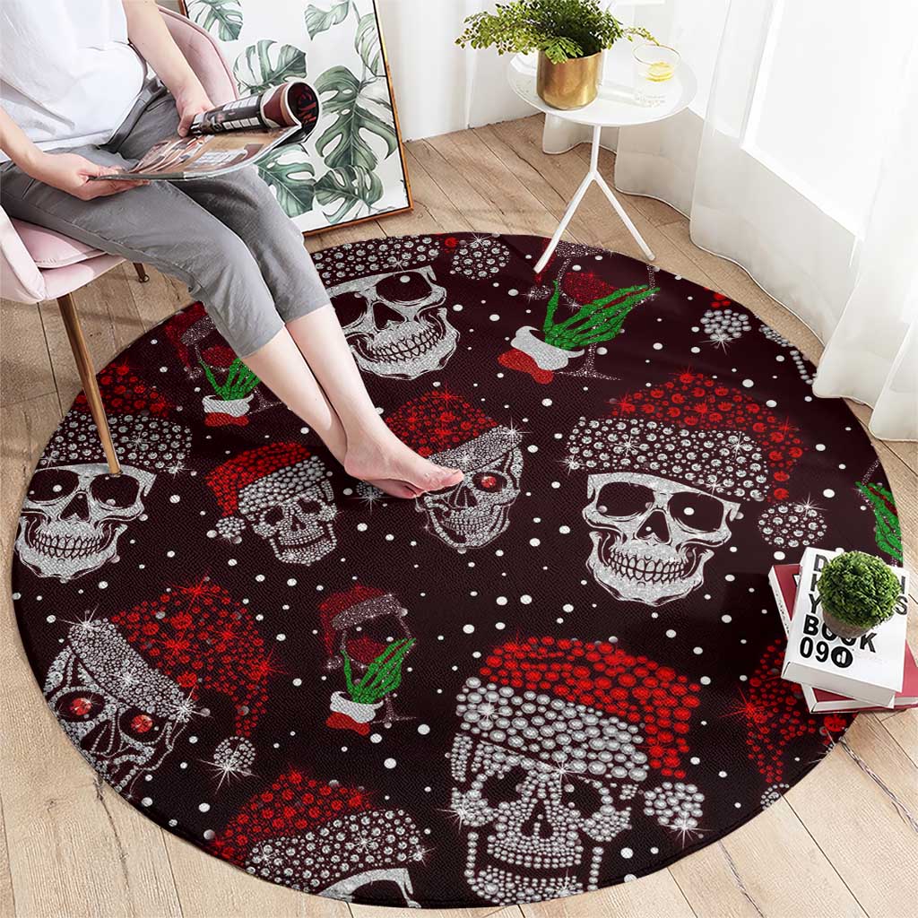 Xmas Skulls Love Christmas Cocktails Round Carpet
