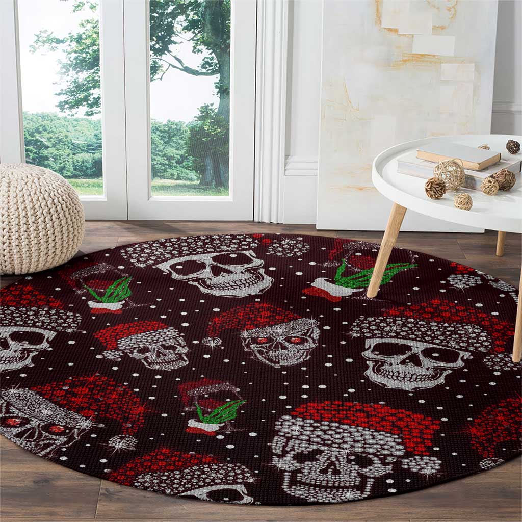Xmas Skulls Love Christmas Cocktails Round Carpet