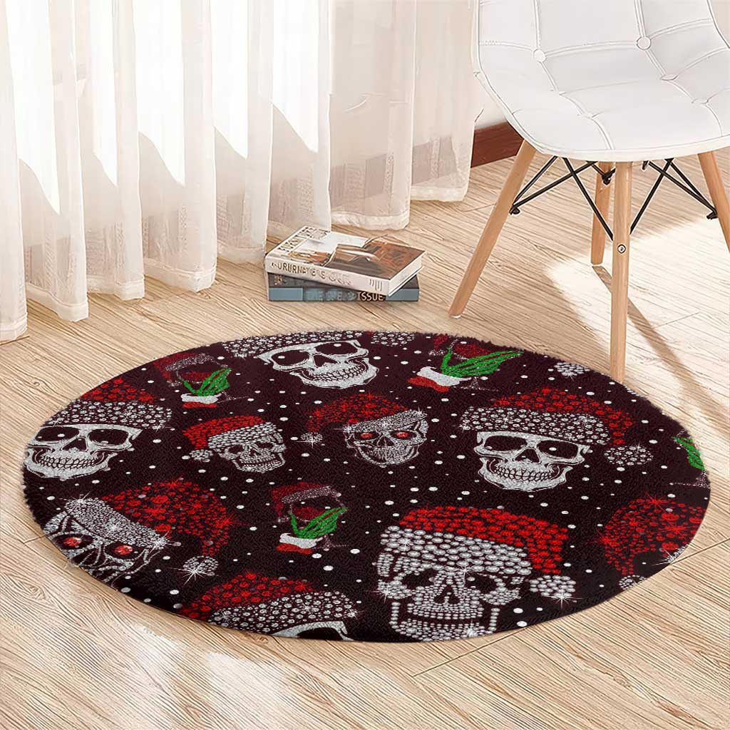 Xmas Skulls Love Christmas Cocktails Round Carpet