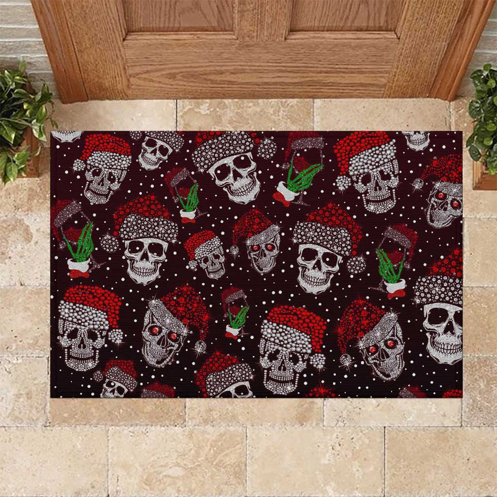 Xmas Skulls Love Christmas Cocktails Rubber Doormat - Wonder Print Shop
