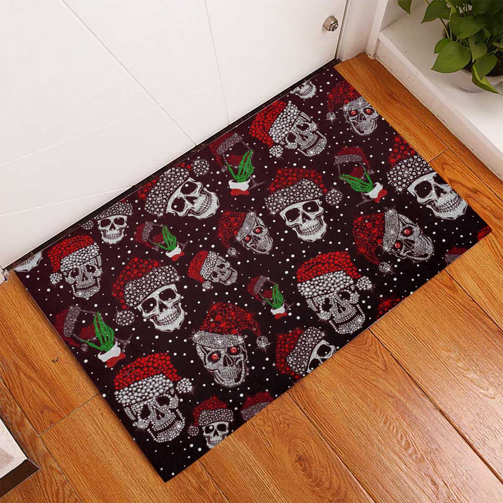 Xmas Skulls Love Christmas Cocktails Rubber Doormat - Wonder Print Shop