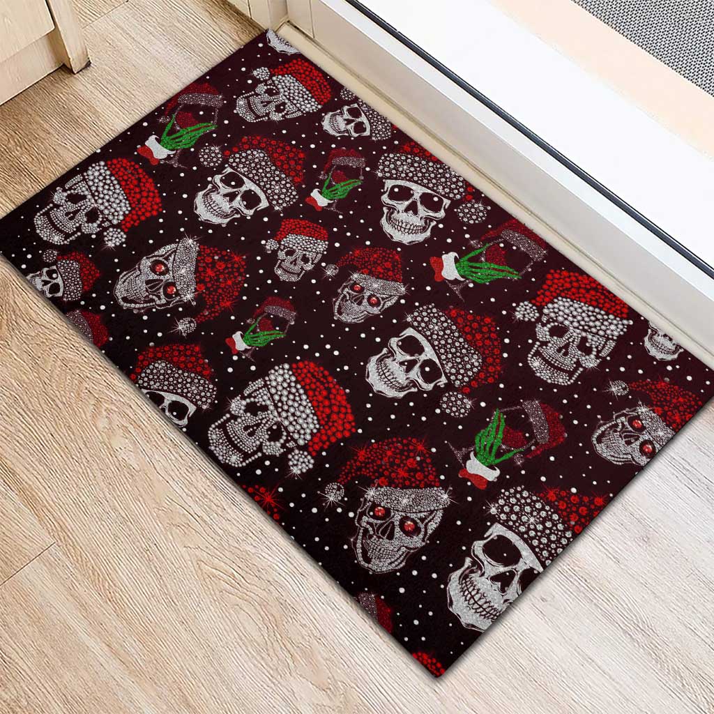 Xmas Skulls Love Christmas Cocktails Rubber Doormat - Wonder Print Shop